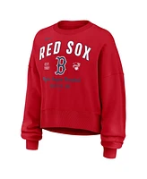 Nike Women's Red Boston Sox Oversized Long Sleeve Cropped Pullover Sweatshirt