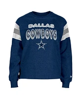 New Era Big Girls Navy Dallas Cowboys Color Blocked Glitter Pullover Sweatshirt