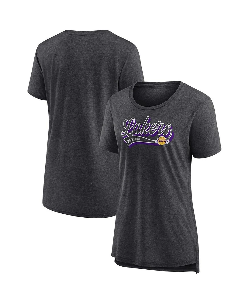 Fanatics Women's Heather Charcoal Los Angeles Lakers League Leader Tri-Blend T-Shirt