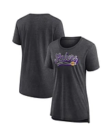 Fanatics Women's Heather Charcoal Los Angeles Lakers League Leader Tri-Blend T-Shirt