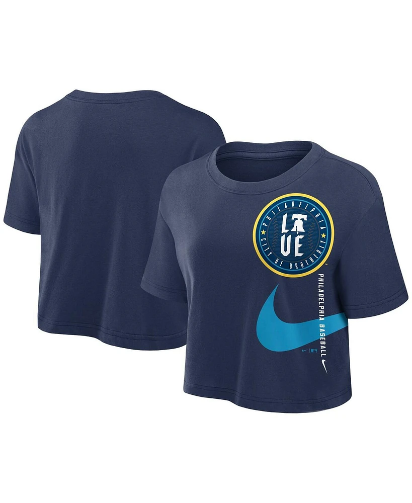 Nike Women's Navy Philadelphia Phillies City Connect Performance Cropped T-Shirt