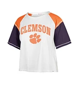 '47 Brand Women's White Clemson Tigers Serenity Gia Cropped T-Shirt
