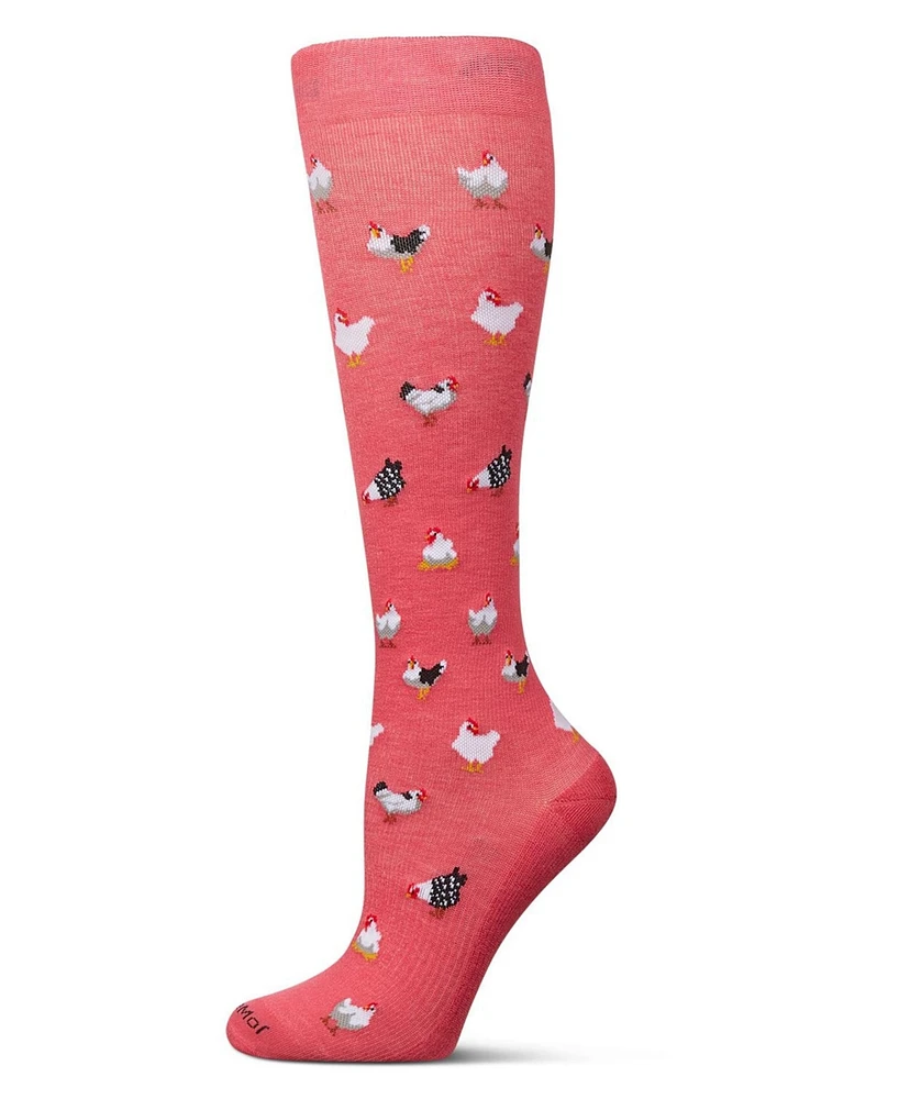 MeMoi Women's Roosters 8-15 mmHg Graduated Compression Socks MFY08994