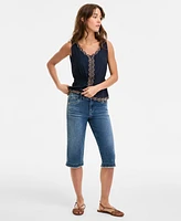 Democracy Women's "Ab" Solution Skimmer Frayed Cropped Jeans