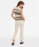 Democracy Womens Wavy Stripe Cotton Sweater Tank Top Ab Solution High Rise Kick Flare Jeans