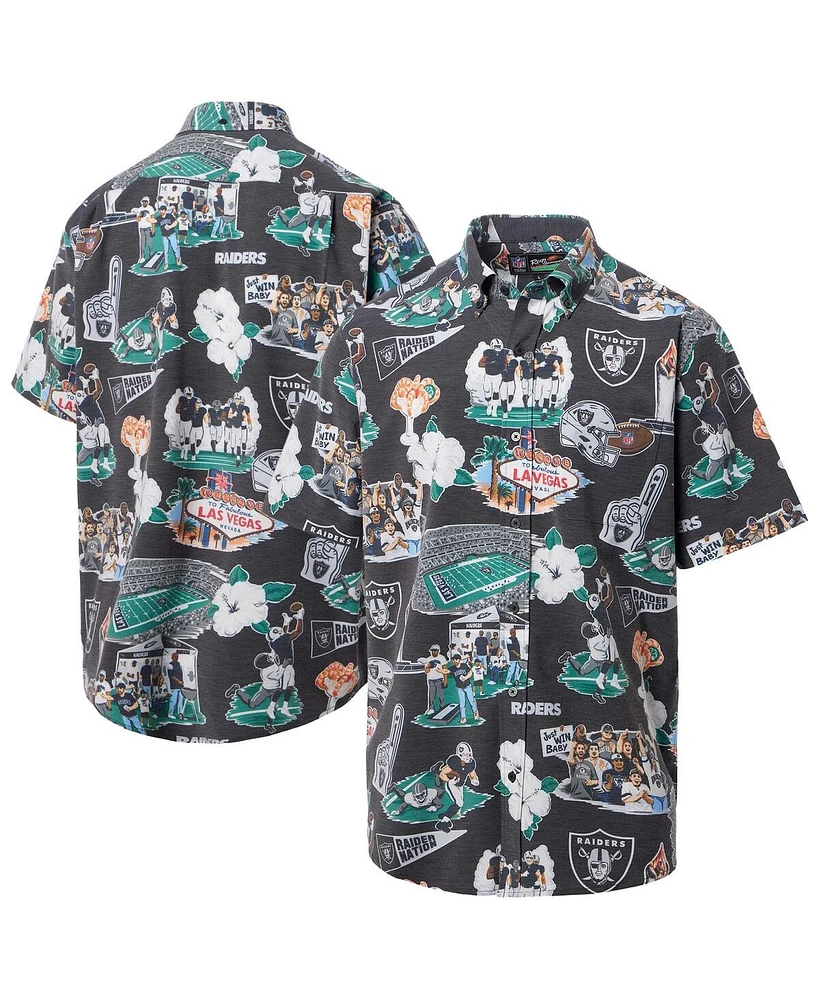 Reyn Spooner Men's Black Las Vegas Raiders Scenic Button-Down Shirt