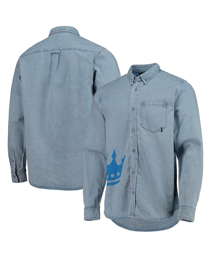 The Wild Collective Men's Blue Charlotte Fc Denim Button-Down Long Sleeve Shirt