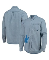 The Wild Collective Men's Blue Charlotte Fc Denim Button-Down Long Sleeve Shirt