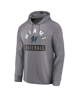 Fanatics Men's Gray Miami Marlins No Time Off Raglan Pullover Hoodie