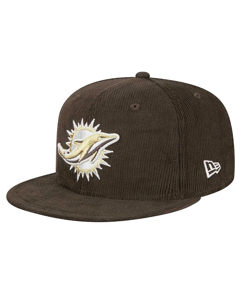 New Era Men's Brown Miami Dolphins Choco Cord 59FIFTY Fitted Hat