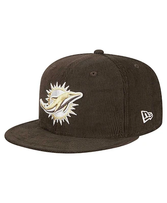 New Era Men's Brown Miami Dolphins Choco Cord 59FIFTY Fitted Hat