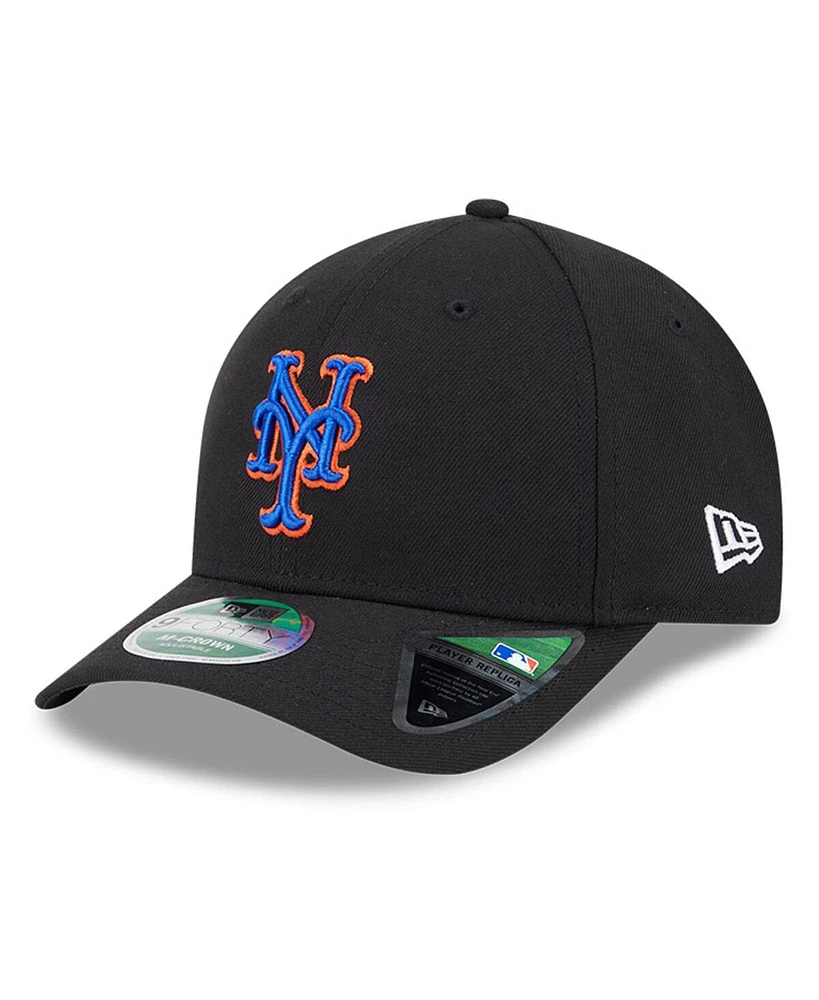 New Era Men's Black New York Mets Player Replica 9FORTY Adjustable Hat