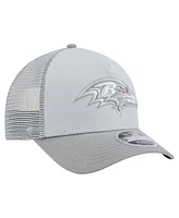 New Era Men's Gray Baltimore Ravens Domain A-Frame Trucker 9FORTY Adjustable Hat