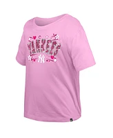 New Era Big Girls Light Pink York Yankees Flip Sequin Team T-Shirt