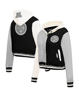 Pro Standard Women's Gray Pittsburgh Steelers Reverse French Terry Color Block Full-Zip Hoodie