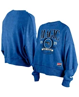 New Era Women's Blue Orlando Magic Hardwood Classics Enzyme Wash Oversized Boxy Pullover Sweatshirt