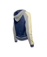 New Era Women's Navy York Yankees Throwback Cropped Raglan Pullover Hoodie