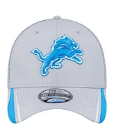 New Era Men's Gray Detroit Lions Game Day Linear 39THIRTY Flex Hat