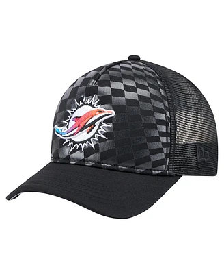 New Era Men's Black Miami Dolphins Gradient 9FORTY Adjustable Hat