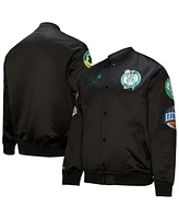 Mitchell & Ness Men's Black Boston Celtics Hardwood Classics Blackout Collection Satin Full-Zip Jacket