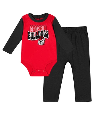 Outerstuff Baby Boys and Girls 2-Piece Georgia Bulldogs Double Up Long Sleeve Bodysuit Pant Set