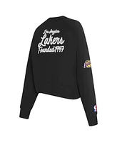 Pro Standard Women's Black Los Angeles Lakers Paint The City Cropped Pullover Sweatshirt