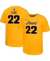 Nike Big Boys and Girls Caitlin Clark Gold Iowa Hawkeyes Retired Player Name Number Core T-Shirt