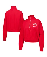Nike Women's Red Team Usa Phoenix Cropped Half-Zip Jacket