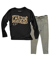 Wes & Willy Baby Boys and Girls Purdue Boilermakers Long Sleeve Top Striped Leggings Set