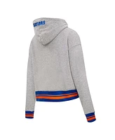 Pro Standard Women's Heather Gray Florida Gators Script Tail Fleece Cropped Pullover Hoodie