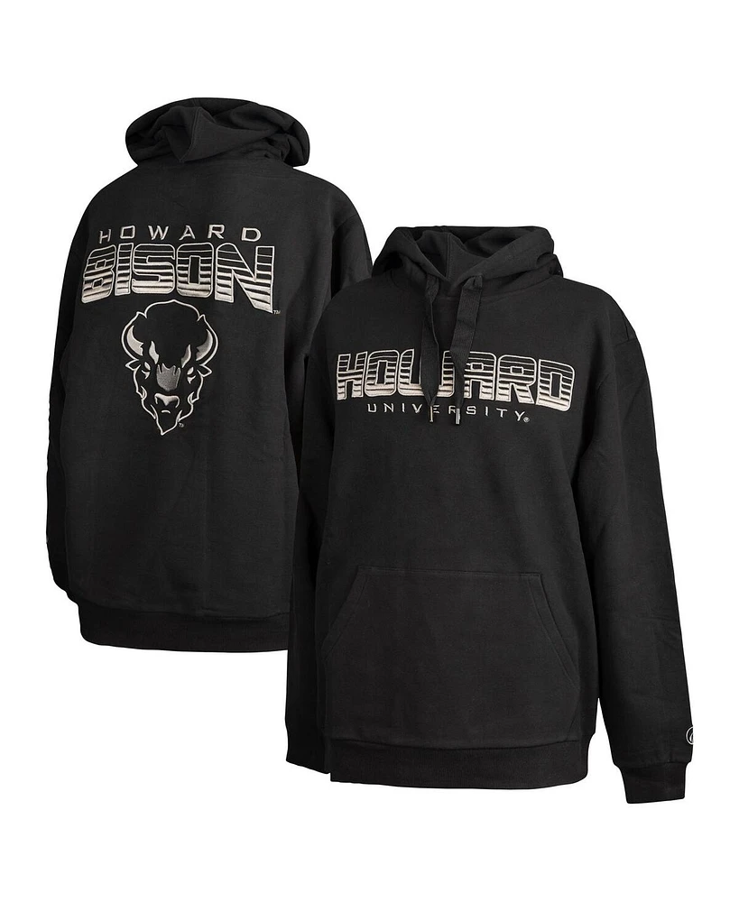 Fisll Men's Black Howard Bison Puff Print Sliced Pullover Hoodie