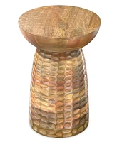 Simpli Home Boyd Solid Mango Wood Wooden Accent Table in Natural