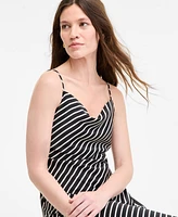 Bar Iii Women's Striped Satin Cowlneck Dress, Exclusively at Macy's