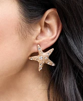 I.n.c. International Concepts Gold-Tone Crystal Starfish Statement Button Earrings, Exclusively at Macy's