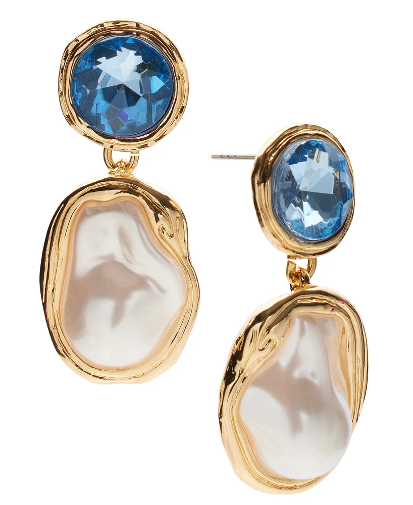 I.n.c. International Concepts Gold-Tone Crystal & Imitation Pearl Drop Earrings, Exclusively at Macy's