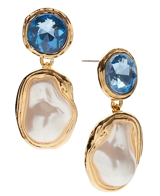 I.n.c. International Concepts Gold-Tone Crystal & Imitation Pearl Drop Earrings, Exclusively at Macy's