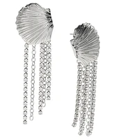 I.n.c. International Concepts Rhodium-Plated Shell & Rhinestone Fringe Statement Earrings, Exclusively at Macy's