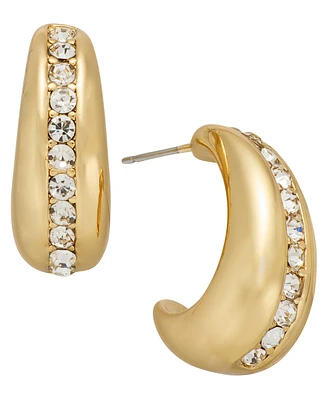 On 34th Gold-Tone Small Pave Huggie Hoop Earrings, 0.8", Exclusively at Macy's