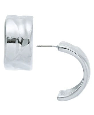 On 34th Silver-Tone Curved Metal Sheet C Hoop Earrings, Exclusively at Macy's