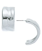 On 34th Silver-Tone Curved Metal Sheet C Hoop Earrings, Exclusively at Macy's