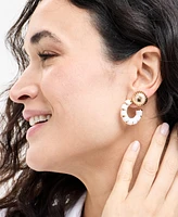 On 34th Gold-Tone 2-Pc. Set Paper-Wrapped Hoop & Textured Stud Earrings, Exclusively at Macy's