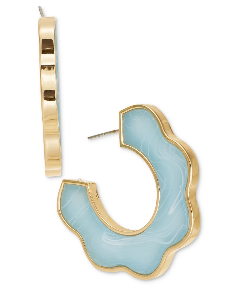 On 34th Gold-Tone Medium Color Stone C-Hoop Earrings, 1.6", Exclusively at Macy's