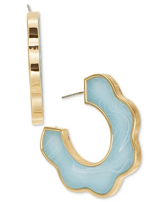 On 34th Gold-Tone Medium Color Stone C-Hoop Earrings, 1.6", Exclusively at Macy's