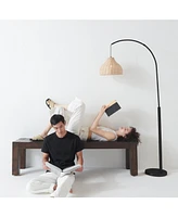 Lark 75 in. Boho Wicker Led Floor Lamp with Rattan Empire Shade