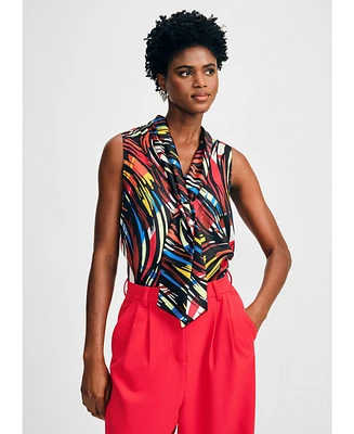 Isaac Mizrahi Women's Neck Tie Blouse