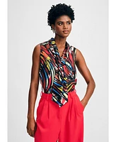 Isaac Mizrahi Women's Neck Tie Blouse