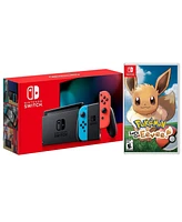 Nintendo Switch 32GB Console - Neon Joy-Con - New Version with Pokemon Let's Go, Eevee! Bundle
