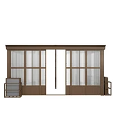 Mondawe 12x14FT Wall Mounted Solarium with Sloping Polycarbonate Roof