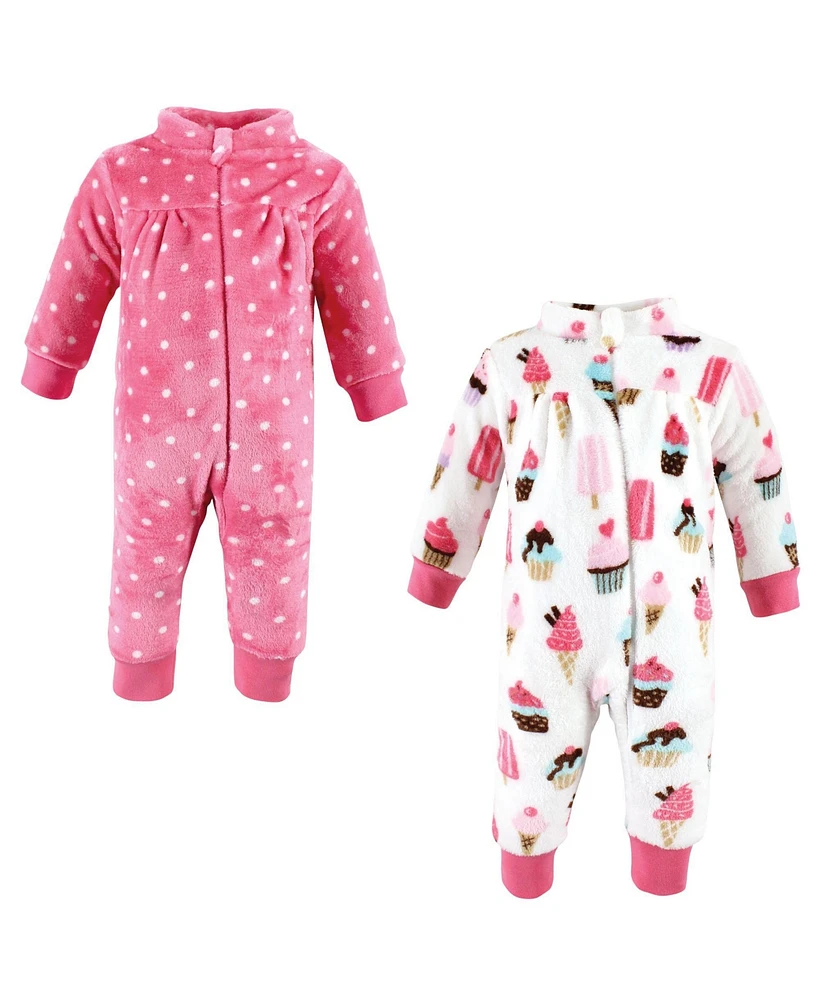 Hudson Baby Girls Plush Jumpsuits, Ice Cream