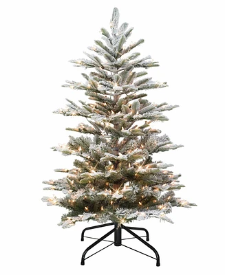 Puleo International 4.5 ft. Pre-Lit Flocked Aspen Fir Artificial Christmas Tree with 250 Ul-Listed Clear Lights